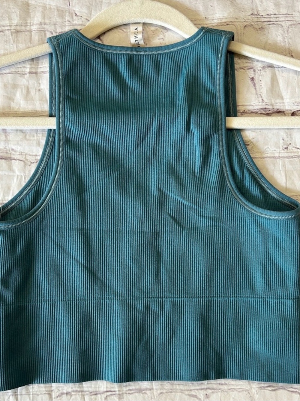 Athleta Aurora Seamless Teal Ribbed V-Neck Tank Top - Picture 2 of 6